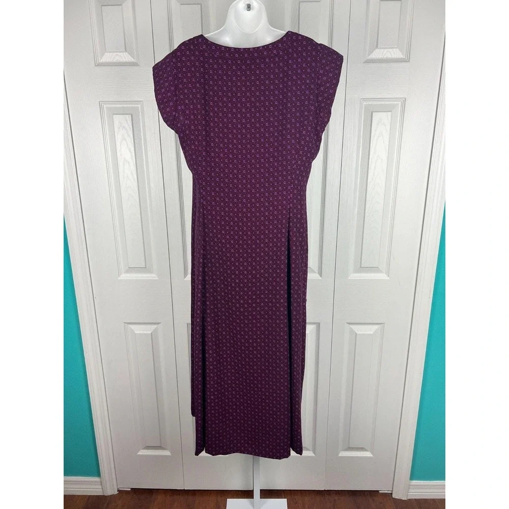 Danny & Nicole Purple Floral Maxi Dress Boho Cottagecore Retro Purple‎ Poly 12